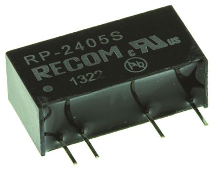 Recom - RP-2405S - Recom RP ϵ 1W ʽֱ-ֱת RP-2405S, 5V dc, 200mA, 5.2kV dcѹ, 70  72%Ч, SIPװ		