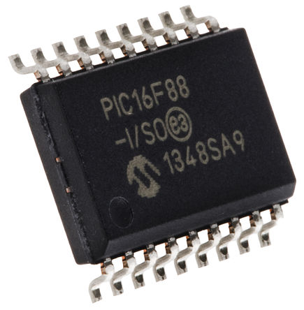 Microchip - PIC16F88-I/SO - Microchip PIC16F ϵ 8 bit PIC MCU PIC16F88-I/SO, 20MHz, 256 B7168 B ROM , 368 B RAM, SOIC-18		