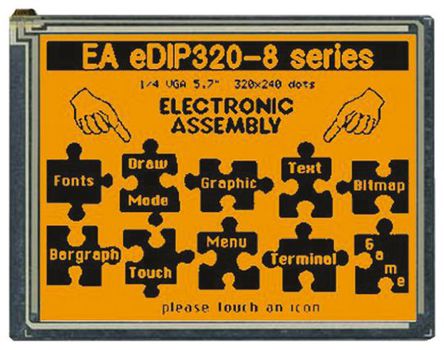 Electronic Assembly - EA eDIP320J-8LATP - Electronic Assembly ͼ LCD ɫʾ EA eDIP320J-8LATP, LED, 320 x 240pixels 5.7in, I2CRS232SPI ӿ		