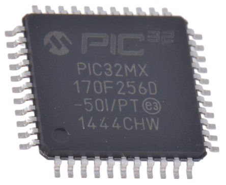 Microchip - PIC32MX170F256D-50I/PT - Microchip PIC32MX ϵ 32 bit PIC MCU PIC32MX170F256D-50I/PT, 50MHz, 64 kB ROM , 256 kB RAM, TQFP-44		