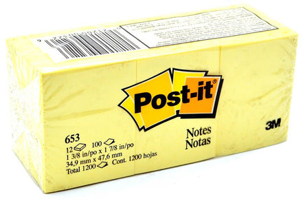 Post-It - 653 - Post-It 100/ ɫ ǩ 653, 2 x 1-1/2in		