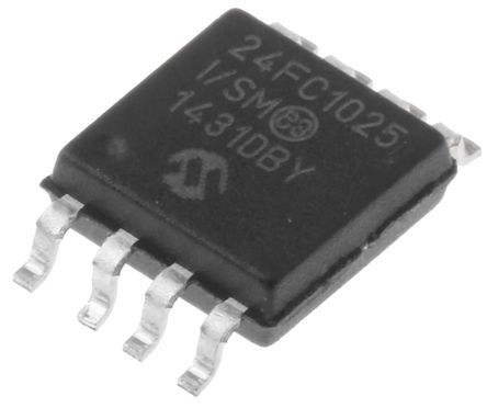 Microchip - 24FC1025-I/SM - Microchip 24FC1025-I/SM  EEPROM 洢, 1Mbit,  - I2Cӿ, 400ns, 1.7  5.5 V, 8 SOIJװ		