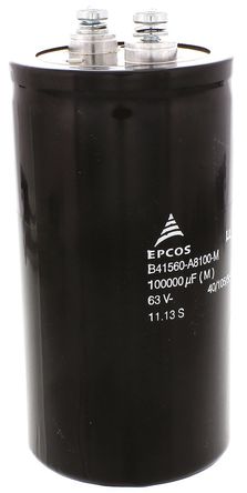 EPCOS - B41560A8100M000 - EPCOS B41560 ϵ 63 V ֱ 0.1F  B41560A8100M000, 20%ݲ, 5m(ֵ), +105C		