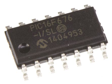 Microchip - PIC16F676-I/SL - Microchip PIC16F ϵ 8 bit PIC MCU PIC16F676-I/SL, 20MHz, 1024 x 14 ֣128 B ROM , 64 B RAM, SOIC-14		