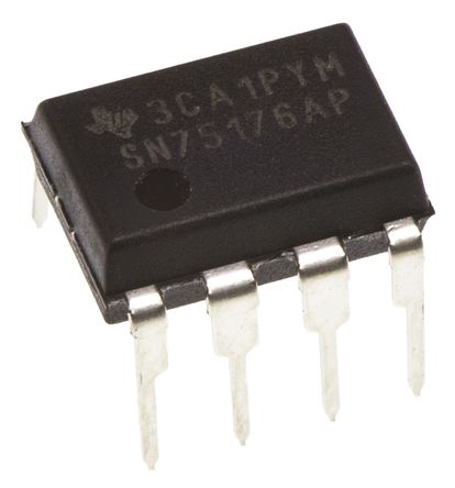 Texas Instruments - SN75176AP - Texas Instruments SN75176AP 10MBps 线路收发器, RS-485接口, 差分接收器信号, 5 V单电源, 8引脚 PDIP封装		