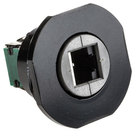 Amphenol - RJF71B - Amphenol IP67 保险螺帽 面板安装 RJ45 连接器 RJF71B, Cat5e, 41mm直径		