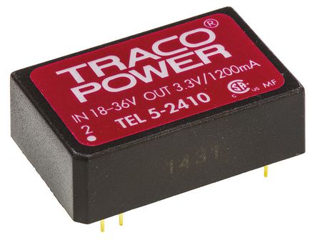 TRACOPOWER - TEL 5-2410 - TRACOPOWER TEL 5 ϵ 5W ʽֱ-ֱת TEL 5-2410, 18  36 V ֱ, 3.3V dc, 1.2A, 1.5kVѹ, 79%Ч		