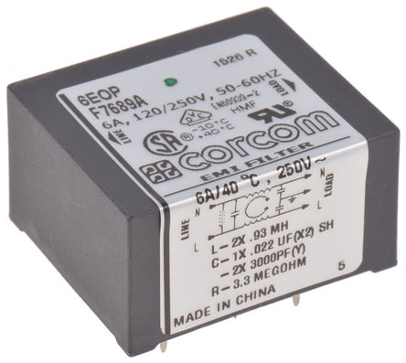 TE Connectivity - 6EOP - TE Connectivity EOP ϵ 6A 250 V , 50 Hz, 60 Hz RFI ˲ 6609064-3, ӡˢ·ŽӶ		