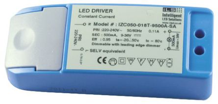 Intelligent LED Solutions - IZC050-018T-9500A-SA - Intelligent LED Solutions LED  IZC050-018T-9500A-SA, 220  240 V, 9  36V, 500mA, 18W		