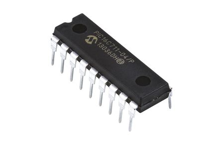 Microchip - PIC16C711-04/P - Microchip PIC ϵ 8 bit PIC MCU PIC16C711-04/P, 4MHz, 1K x 14  ROM EPROM, 68 B RAM, PDIP-18		