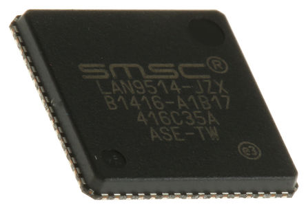 Microchip - LAN9514-JZX - Microchip LAN9514-JZX 1.5 Mbps, 12 Mbps, 480 Mbps ̫, USB, 3.3 V, 64 QFNװ		