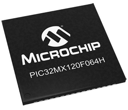 Microchip - PIC32MX120F064H-I/MR - Microchip PIC32MX ϵ 32 bit PIC MCU PIC32MX120F064H-I/MR, 50MHz, 64 kB ROM , 8 kB RAM, QFN-64		