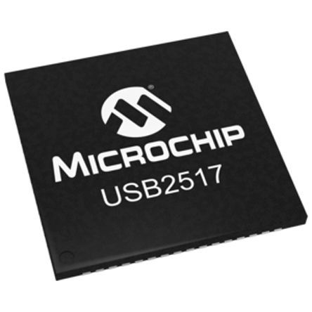 Microchip - USB2517I-JZX - Microchip USB2517I-JZX 7 480MBps USB , ֧USB 2.0, 3.3 V, 64 QFNװ		