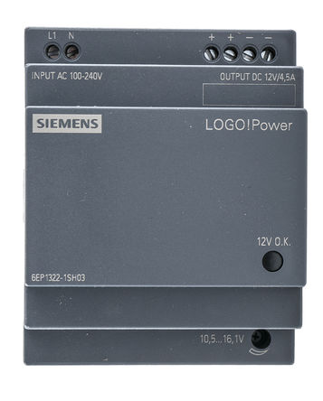 Siemens - 6EP1322-1SH03 - Siemens 50W ģʽ DIN 尲װԴ 6EP1322-1SH03, 85%Ч, 264V ac, 4.5A, 12V dc 12V dc/		