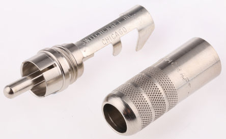 Switchcraft - 3502A-RS - Switchcraft 6A RCA 插头 3502A-RS, 电缆安装, 镀镍触点, -40 → +85 °C		