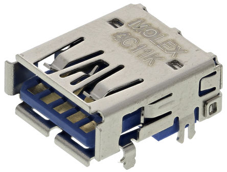 Molex - 48392-0003 - Molex 48392 ϵ 1 ˿ ֱ USB3.0 A  USB  48392-0003, ͨ, 30 V, 1.8A		