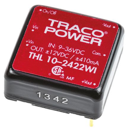 TRACOPOWER - THL 10-2422WI - TRACOPOWER THL 10WI ϵ 10W ʽֱ-ֱת THL 10-2422WI, 9  36 V ֱ, 12V dc, 410mA, 1.5kV dcѹ, 86%Ч		