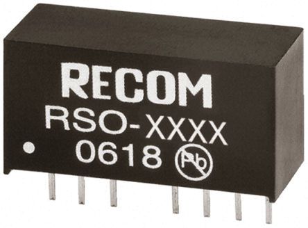 Recom - RSO-4812S - Recom RSO ϵ 1W ʽֱ-ֱת RSO-4812S, 36  72 V ֱ, 12V dc, 83mA, 1kV dcѹ, 80  83%Ч, SIPװ		