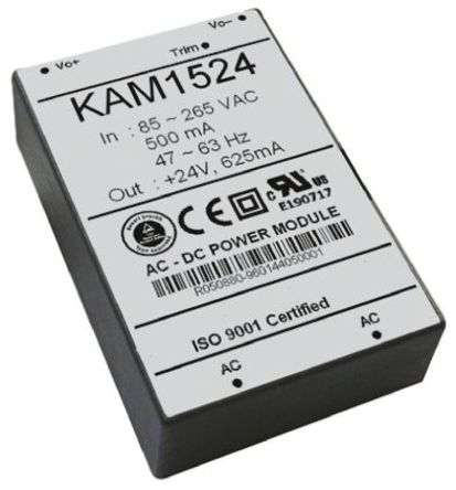 RS Pro - KAM1524 - RS Pro 15W  ǶʽģʽԴ SMPS KAM1524, 120  375 V dc, 85  265 V ac, 24V dc, 625mA, 82%Ч, շװ		