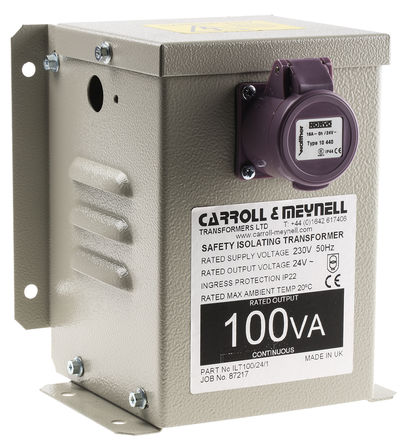Carroll & Meynell - ILT 100/24/1 - Carroll & Meynell ILT ϵ 100VA ѹ ILT 100/24/1, 230V acȦ, 24V acμȦ, 4.1A, 180 x 180 x 200mm, ǽڰװ		