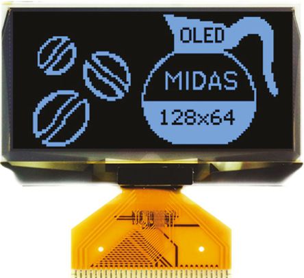 Midas - MCOT128064EY-BM - Midas 2.42in ɫ Դ OLED ʾ MCOT128064EY-BM, 128 x 64, TAB, I2CƽУSPIӿ		