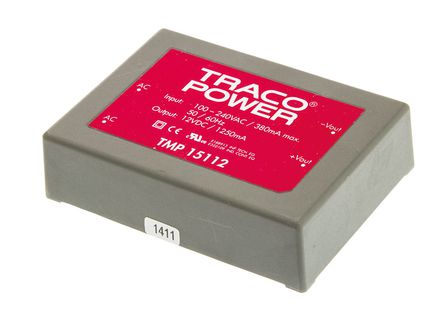 TRACOPOWER - TMP 15112 - TRACOPOWER 15W  ǶʽģʽԴ SMPS TMP 15112, 120  370 V dc, 85  264 V ac, 12V dc, 1.25A, 79%Ч		