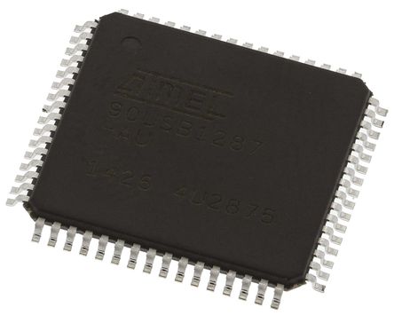 Microchip - AT90USB1287-AU - Microchip AT90 ϵ 8 bit AVR MCU AT90USB1287-AU, 20MHz, 128 kB, 4 kB ROM , 8 kB RAM, 1xUSB, TQFP-64		