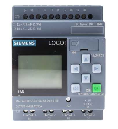 Siemens - 6ED1052-1MD00-0BA8 - Siemens LOGO! 8 ϵ 6ED1052-1MD00-0BA8 ̫ ߼, RJ45, ̵, 8 x , 4 x , 12 V24 V		