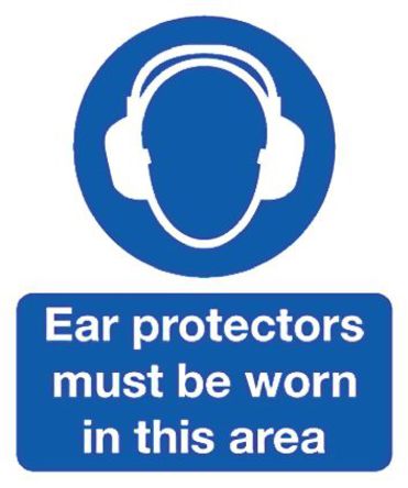 Signs & Labels - HA18140R - Signs & Labels HA18140R ɫ/ɫ Ӣ PP Ӳ ǿԱ־ “Ear Protection“, 450 x 600mm		