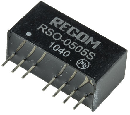Recom - RSO-0505S - Recom RSO ϵ 1W ʽֱ-ֱת RSO-0505S, 4.5  9 V ֱ, 5V dc, 200mA, 500V acѹ, SIPװ		