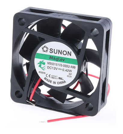 Sunon - MB50151V3-000U-A99 - Sunon MB ϵ 0.42W 12 V ֱ  MB50151V3-000U-A99, 17m3/h, 3700rpm, 50 x 15 x 50mm		
