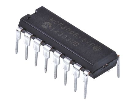 Microchip - MCP3008-I/P - Microchip MCP3008-I/P 10 λ ADC, , нӿ, 16 PDIPװ		
