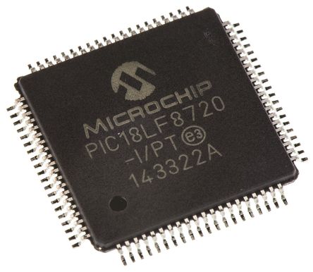 Microchip - PIC18LF8720-I/PT - Microchip PIC18F ϵ 8 bit PIC MCU PIC18LF8720-I/PT, 25MHz, 128 KB1024 B ROM , 3840 B RAM, TQFP-80		