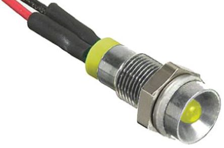 RS Pro - Q8R3CXXHY110E - RS Pro Q8R3CXXHY110E 5 mm ���� ��ɫ LED ָʾ��, ���߽Ӷ�, 8mm��װ�׳ߴ�, 110 V ����		