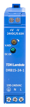 TDK-Lambda - DRB-15-24-1 - TDK-Lambda 15.12W DIN Դ DRB-15-24-1, 90%Ч, 264V ac, 630mA, 28V dc 24V dc/		