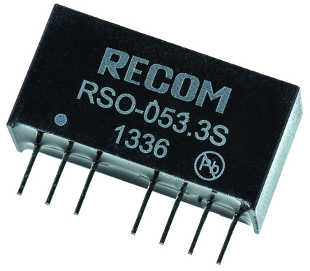 Recom - RSO-053.3S - Recom RSO ϵ 1W ʽֱ-ֱת RSO-053.3S, 4.5  9 V ֱ, 3.3V dc, 300mA, 500V acѹ, SIPװ		