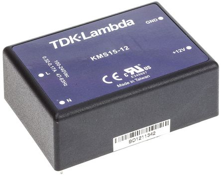 TDK-Lambda - KMS15-12 - TDK-Lambda 15W  ǶʽģʽԴ SMPS KMS15-12, 100 to 375 V dc, 90 to 264 V ac, 12V, 1.25A, 81%Ч, ܷװ		