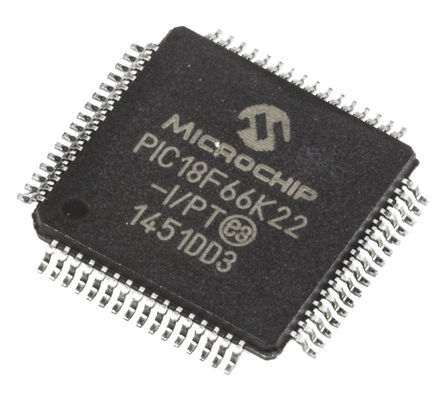 Microchip - PIC18F66K22-I/PT - Microchip PIC18F ϵ 8 bit PIC MCU PIC18F66K22-I/PT, 64MHz, 1 kB, 64 kB ROM , 4 kB RAM, TQFP-64		