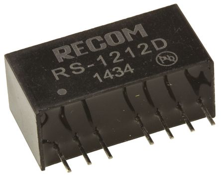 Recom - RS-1212D - Recom RS ϵ 2W ʽֱ-ֱת RS-1212D, 9  18 V ֱ, 12V dc, 83mA, 500V acѹ, SIPװ		