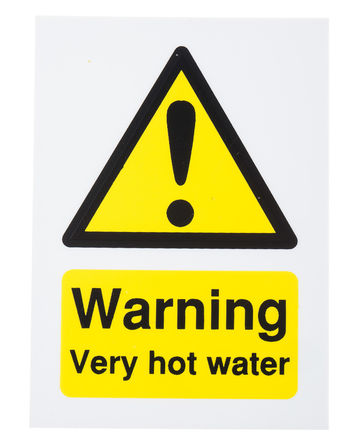 Signs & Labels - HA27543R - Signs & Labels HA27543R ɫ Ӣ  PP Σվ־ “Warning Hot Water“, 70 x 50mm		