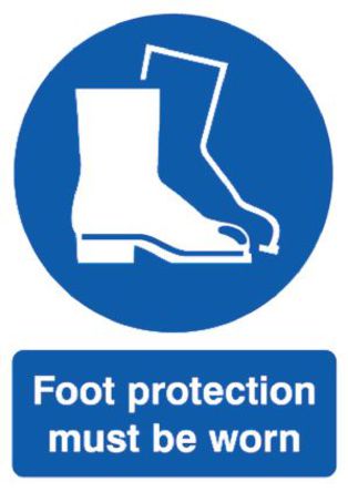 Signs & Labels - MA01451S - Signs & Labels MA01451S ɫ Ӣ ϩ ǿԱ־ “Protective Footwear“, 210 x 148mm		