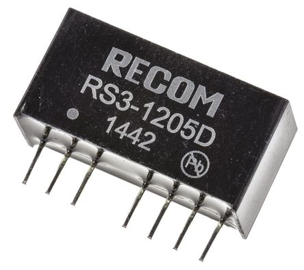 Recom - RS3-1205D - Recom RS3 ϵ 3W ʽֱ-ֱת RS3-1205D, 9  18 V ֱ, 5V dc, 300mA, 500V acѹ, SIPװ		