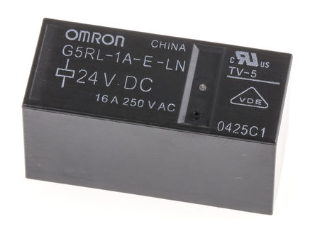 Omron - G5RL-1A-E-LN DC24 - Omron G5RL-1A-E-LN DC24  PCB װ Ǳ̵, 16 A, 24V dc		