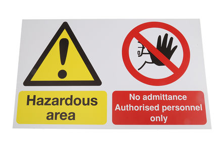 Signs & Labels - MS04629R - Signs & Labels MS04629R ɫ/ɫ/ɫ/ɫ Ӣ  PP Σվ־ “Hazardous Area - “, 500 x 300mm		