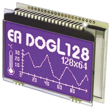 Electronic Assembly - EA DOGL128B-6 - Electronic Assembly ͸ʽ ͼ LCD ɫʾ EA DOGL128B-6, 128 x 64pixels, SPI ӿ		