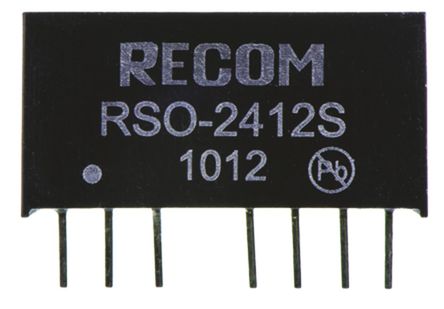 Recom - RSO-2412S - Recom RSO ϵ 1W ʽֱ-ֱת RSO-2412S, 18  36 V ֱ, 12V dc, 83mA, 1kV dcѹ, 75  80%Ч, SIPװ		