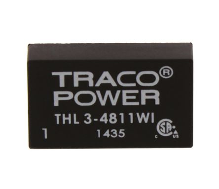 TRACOPOWER - THL 3-4811WI - TRACOPOWER THL 3WI ϵ 3W ʽֱ-ֱת THL 3-4811WI, 18  75 V ֱ, 5V dc, 600mA, 1.5kV dcѹ, 78%Ч, DIPװ		