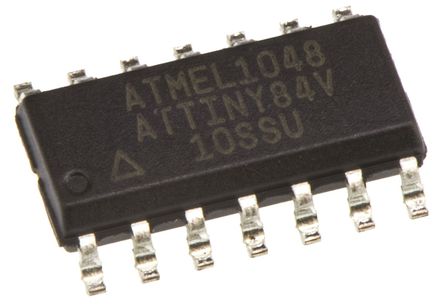 Microchip - ATTINY84V-10SSU - Microchip ATtiny ϵ 8 bit AVR MCU ATTINY84V-10SSU, 10MHz, 512 B8 kB ROM , 512 B RAM, SOIC-14		