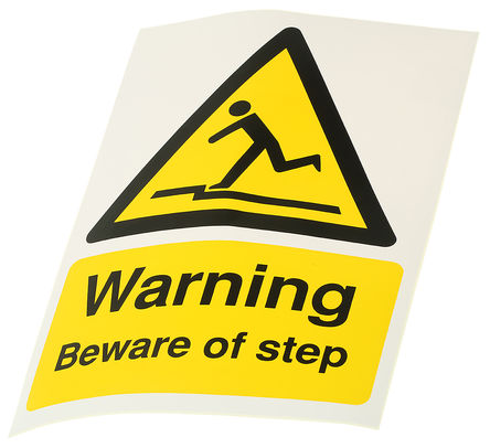 RS Pro - HA21451S - RS Pro HA21451S ɫ Ӣ ϩ Σվ־ “Beware of Step“, 210 x 148mm		