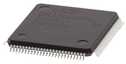 NXP - LPC1768FBD100,551 - NXP LPC17 ϵ 32 bit ARM Cortex M3 MCU LPC1768FBD100,551, 100MHz, 512 kB ROM , 64 kB RAM, 1xUSB, LQFP-100		